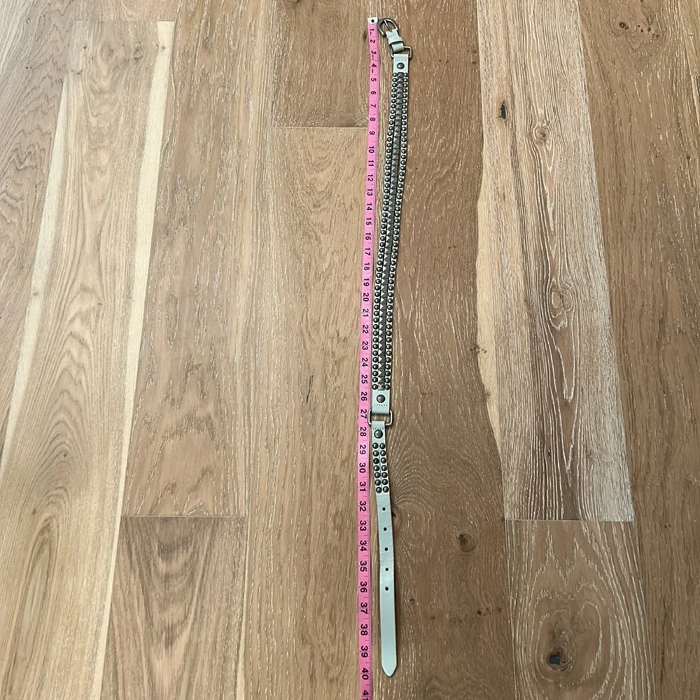 Teal embellished belt with grommets size medium